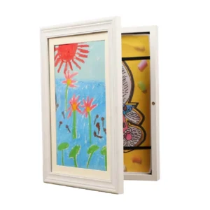 Front Opening Classic Kids Art Frames with UV Printing MDF Material 10×13.2 Size for 50 A4 Picture Storage Wall Tabletop Mount