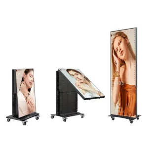 Full Color Floor Stand Led Electronic Advertising Foldable Poster Frame Display Screen P2.5 P1.86 P1.5 Tri Fold Led Poster