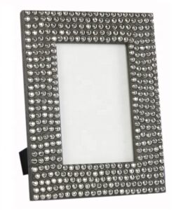 GREY DAZZLING WOODEN PICTURE FRAME BEADED DECORATIVE PHOTO FRAME