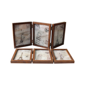 Gifts Share With Friends Family 5inch Three Opening Wood Collage Photo Frame Double Sided Display 6 Photos