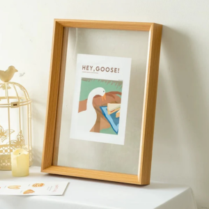 Glass Floating Frame Wood Double Glass Transparent Photo Picture Frame