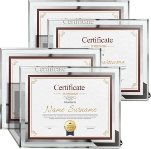 Glass Photo Frame Decorative 5×7 Tabletop Display 6inch A4 Size Eco Friendly Handmade Hanging Frame with Certificate of Honor