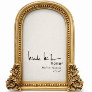 Gold Finish Oval Photo Frame Decorative Display Frame for Pictures Tabletop Wall Hanging Modern Classic Home Hotel Decoration