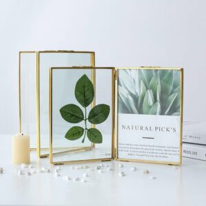 Gold Finished Rectangle Glass Photo Frame for Home Hotel Decor Customizable Size for Jewelry Display Handmade