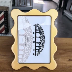 Gold Lacquer Wooden Photo Frame Cloud Wave Edge Polished Finish Tabletop Picture Frame for Kids Nursery Boho Home Decor