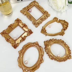 Gold Mini Wedding Picture Frame for Nail Art Home Decor and Photography Props Retro Photo Frame Gift