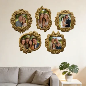 Gold Retro Wedding Photo Frame Resin Durable Tabletop for Home Decor Gift