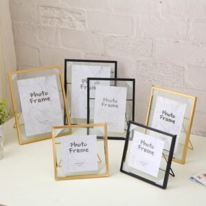 Gold Silver Black Thin Border Double Sided Glass Metal Eco Friendly Photo Frame for Tabletop Minimalist Home Bedroom Living Room