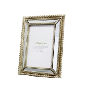 Gold Vintage Resin Photo Frame with Intricate Carvings for Family Portraits and Wedding Photos Glass Mirror Frame