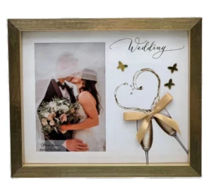 Golden Silver Wood Photo Frame for Weddings Anniversaries and Memorials Perfect Wedding Anniversary Gift