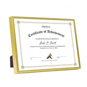 Golden US Art 8.5×11 Aluminum Frame with Plexiglass Metal Frame for 8.5 by 11 Inch Document Certificate Diploma Frame with Easel