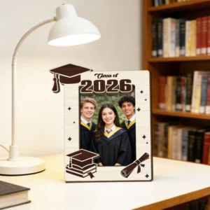 Graduation Season Wooden Photo Frame with UV Printing Bachelor’s Hat Design Creative Commemorative Desktop Display