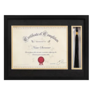 Graduation Shadow Box Frame Black Wood Diploma Frame with Tassel Compartment for Certificates and Keepsakes