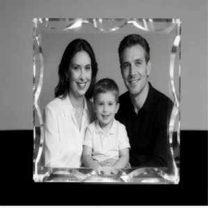 HBL Personalized Clear Crystal Blank 3D Laser Engraving Sublimation Glass Block Crystal Photo Frame for Wedding Family Gifts