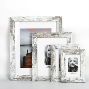 HOFINE White Wood Grain Brown Vintage Solid Wood Decorative Photo Frame