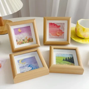 Handcrafted 8*8 Eco Friendly Modern Design Natural Wooden Wall and Tabletop Display Large Poster Frame Picture Frames