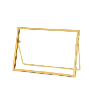 Handcrafted Gold Metal Floating Photo Frame Elegant Tabletop Glass Display Frame for Portraits Artwork and Prints