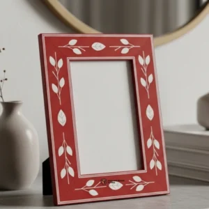 Handcrafted Red Photo Frame Elegant Decorative Tabletop Frame