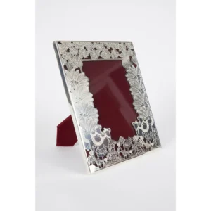 Handcrafted Silver Plated Pichwai Art Photo Frame with Intricate Lotus And Cow Etching Luxury Decorative Metal Picture Frame