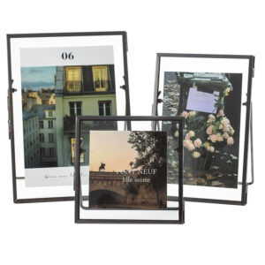 Handmade Desktop Square Photo Frame Transparent Glass Metal with Different Sizes for Home Decor and Decoration