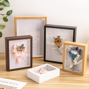 Handmade Dried Flower Shadow Box Photo Frame Three dimensional Hollow Tabletop Display Case for Rose DIY Art