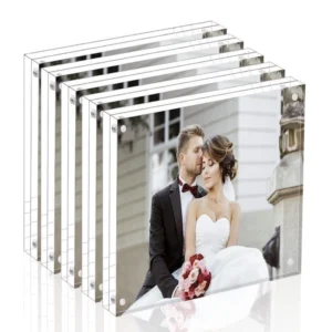 Handmade Eco friendly for UV Printed Acrylic Magnetic Desktop Picture Frame Personalized 5*5 Photo Insert Wedding
