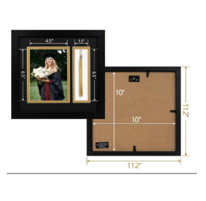 Handmade Graduation Theme Wall Mount Sawtooth Hanger Real Glass 10×10 Black Shadow Box Frame Picture Frame