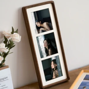 Handmade High Quality Eco Friendly Creative Rectangle Walnut Vertical Wooden Photo Frame Desktop Display Three Pane Collage