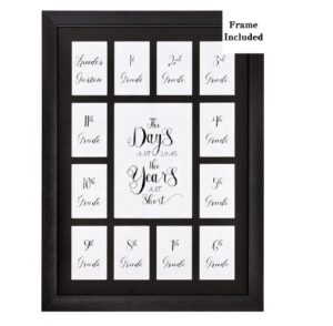 Handmade K 12 Collage Photo Graduation Black Solid Wood Frames Wall Hanging and Table Top Display School Year Picture Frame