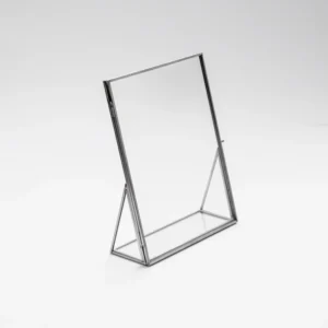 Handmade Silver Metal Eco Friendly Lightweight Durable Floating Double Glass Freestanding Photo Frame for Home Botanical Wedding