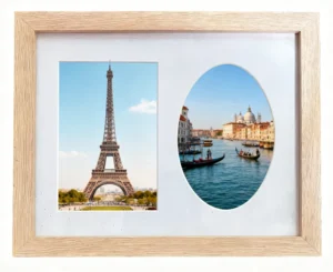 Handmade Wood Tabletop Photo Frame with Mount Modern Rustic Vintage Design 4 Color Printed