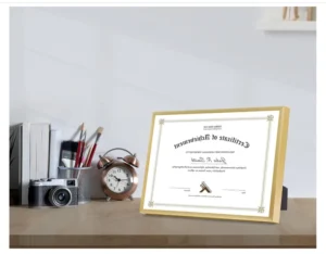 Haoart Metal Frame 8.5×11 Inch for Certificate Diploma Document Aluminum Frame with Real Glass and Easel Stand