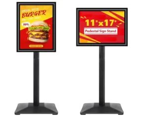 Heavy Duty Modern Style Floor Standing Display Stand with Base Frame Indoor or Outdoor Commercial Store Poster Bracket