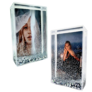 High Quality 2*3 Inch Fashionable Instax Glitter Resin Acrylic Photo Frame Quick Snow Qicksand Gift Photo Frame Made of Plastic