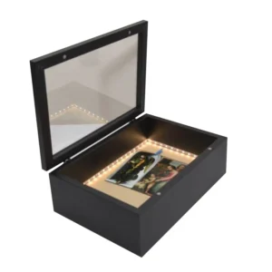 High Quality Black Wooden 3D Shadow Box Picture Led Light Frame