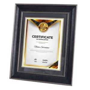 High Quality Classical Luxury 8.5 X11 Black Color Solid Wood University Certificate Diploma Frame