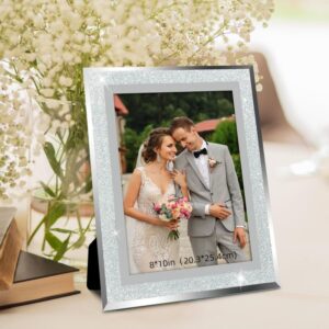 High Quality Creative Handmade Glass Rectangular Commemorative Photo Frame Silver Powder Glass Photo Frame