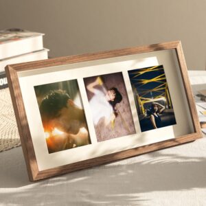 High Quality Creative Rectangle Desktop Horizontal Display Three Wooden Collage Photo Frame