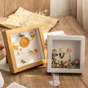 High Quality Custom Shell Photo Frames White Wall Art 3D Deep Diy Handmade MDF Photo Shadow Box Frame