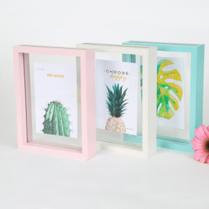High Quality Customized Logo 3D Shadow Floating Box Wooden Photo Frame 4×6″ Glass Clear Display Case Decor Table Frame