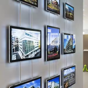 High Quality Double Side Landscape Real Estate Window Hanging Display Office Led Acrylic Poster Frame Light Box Sign Holder