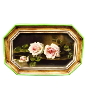 High Quality Hand Painted Rose Pattern Distressed Finish Durable Resin Material Octagonal Vintage Decorative Photo Frame