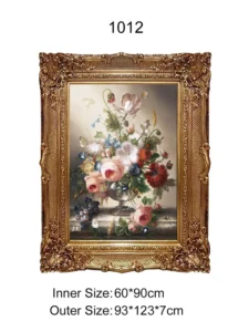 High Quality Handmade Eco Friendly Antique Resin Photo Frame Wall Decorative Gold Engraved Elegant Picture Frame for Hotel
