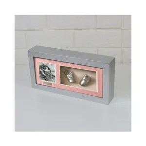 High Quality Silver Color Eco Friendly Classic PJ Brand Baby First Year DIY Gift Photo Frame Baby Hand Foot Casting Shadow Box