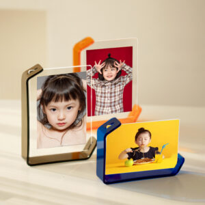 High end Creative Acrylic L shaped Photo Frame Transparent Crystal DIY Double sided Engraving Handmade Customizable Display
