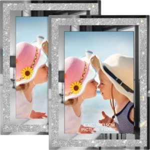 High quality Glass Luxury Photo Frame Silk Screen Printing Silver Decorative Design Eco friendly Table Setting