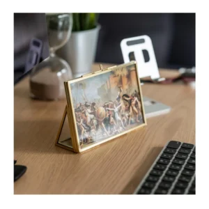 Highest Selling Product Clear Glass Rectangle Tabletop Decorative Photo Frame Gold Finished Photo Holder Hotel Restaurant Homes