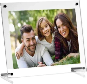 Hongye Acrylic Frameless Floating Desk Photo Frame with Stand for Desktop Gift Display Home Office Use Made in China