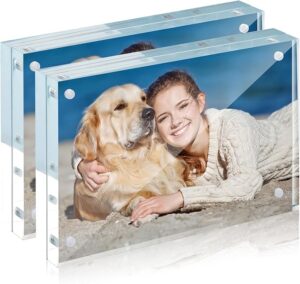 Horizontal Magnet Double Sided 4×6 Picture Frame Clear Frameless Desktop Display Self Standing Magnetic Acrylic Photo Frame