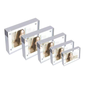 Hot Selling Decorative Silver Magnetic Acrylic Photo Frame Stand Customizable Colors Best Gift for Family Baby Desktop Display